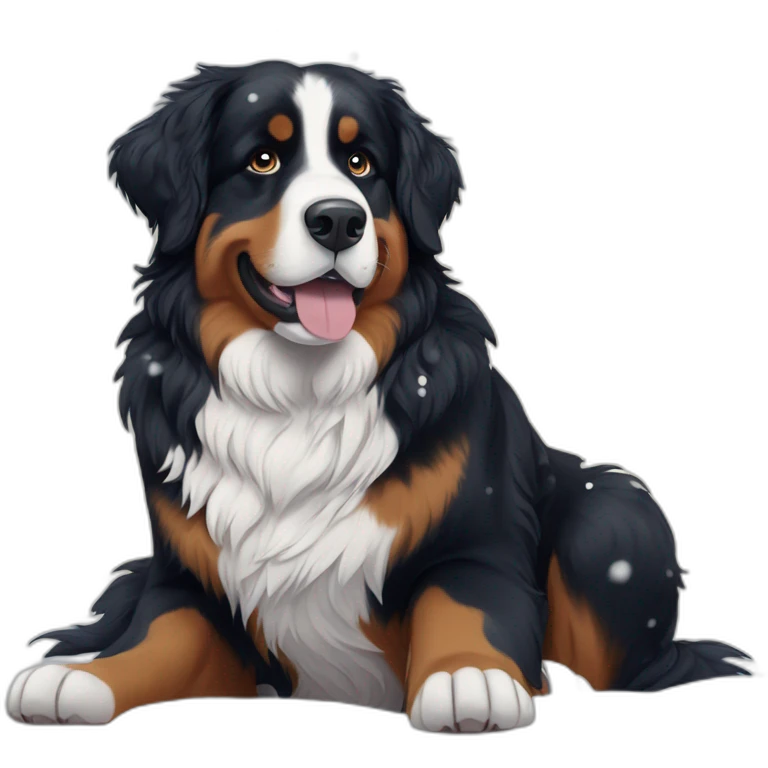 Bernese mountain dog under big snowflakes emoji