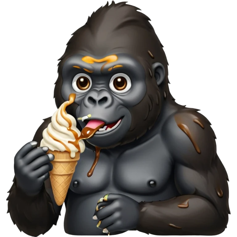 Gorilla eating ice cream emoji