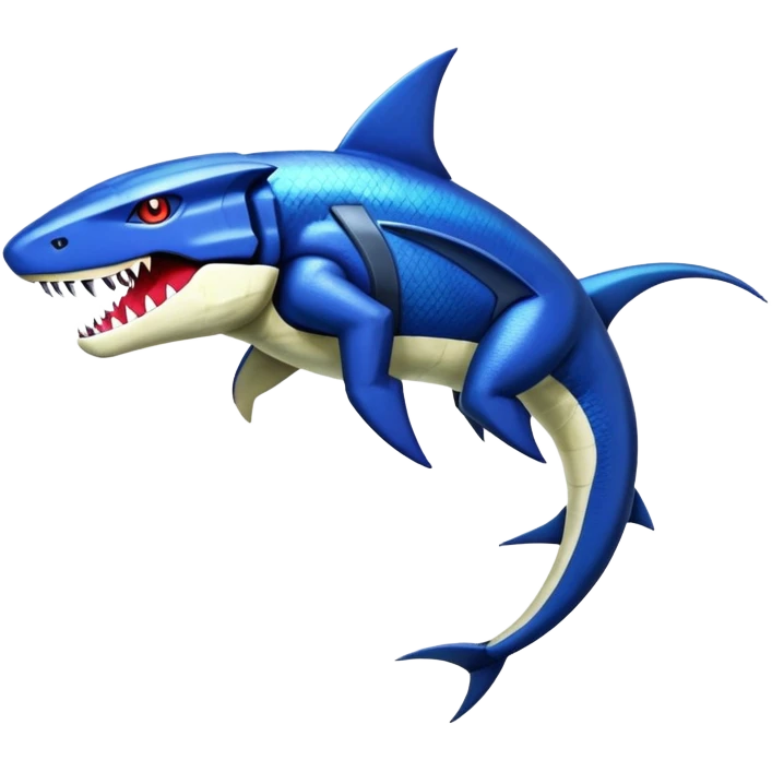 Shiny Exotic Colorful epic Sharpedo-Salandit-Garchomp-Genesect-Miraidon-Koraidon-Fakémon-hybrid-creature (full body)  emoji