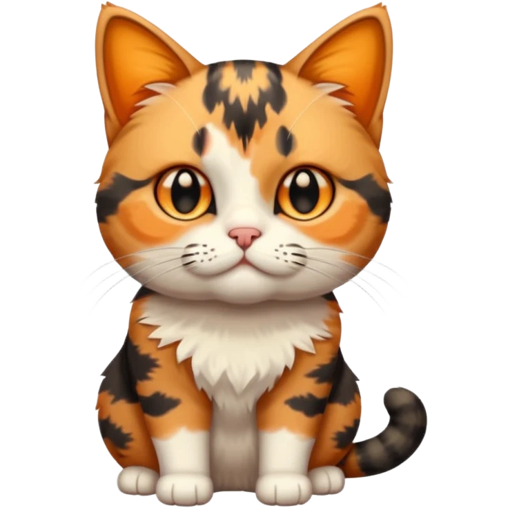 full body calico tabby  cat with small head and short but chubby body emoji