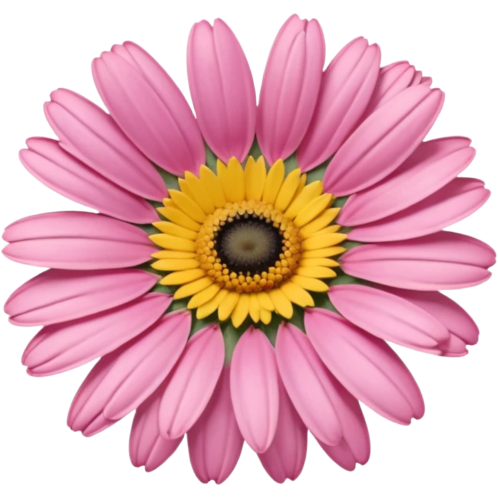 “A Polaroid-style photo of a pink daisy  emoji