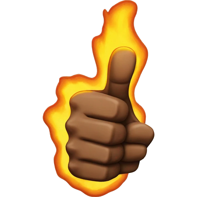 hand made of fire giving a thumbs up emoji