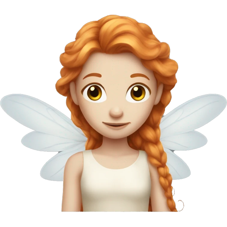 a white skin fairy, long ginger hair and wings emoji