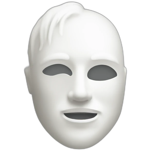 masque en blanc de profil qui sourit et qui est dans un style futur emoji