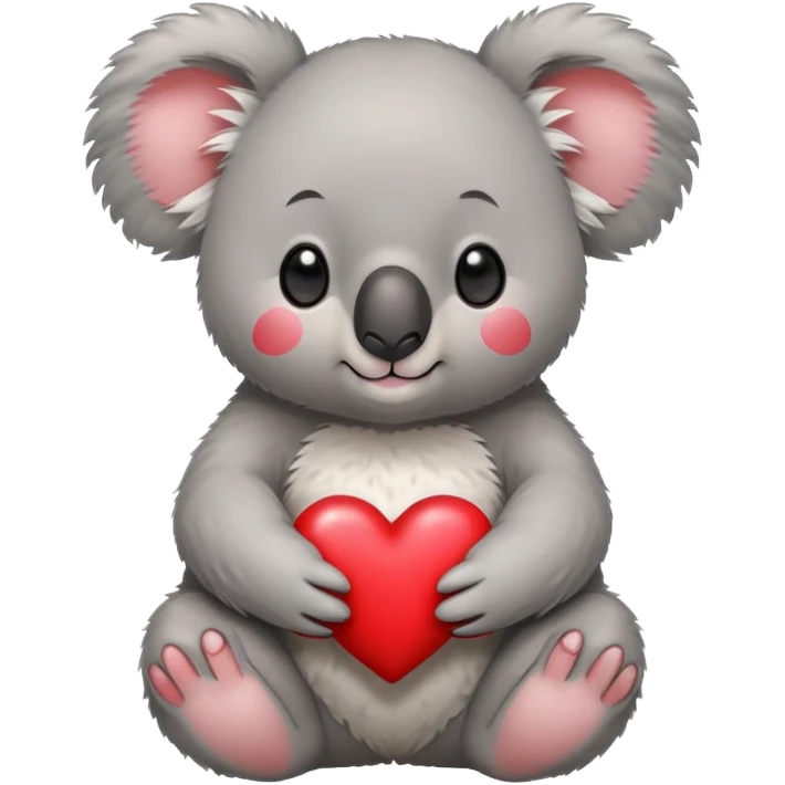 An anime-style koala holding a small red heart with both hands. emoji
