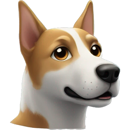 Space dog Laika against the background of a spaceship emoji