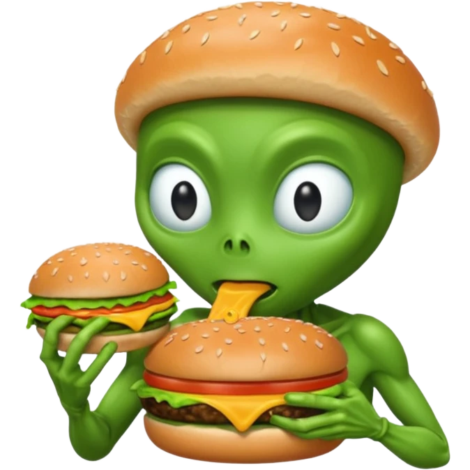 Alien eating burger emoji