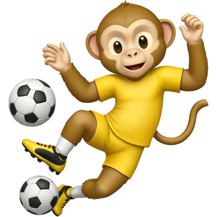Quiero hacer a un mono jugando futbol y un plátano en la mano emoji