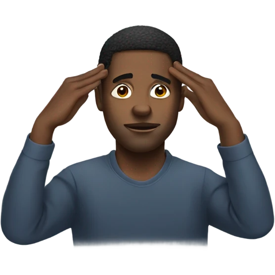 black man with hands in the head emoji