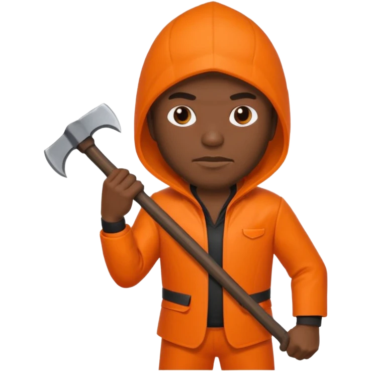 black man executioner in orange suit emoji