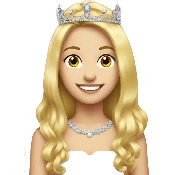 blonde girl smiling portrait with tiara emoji