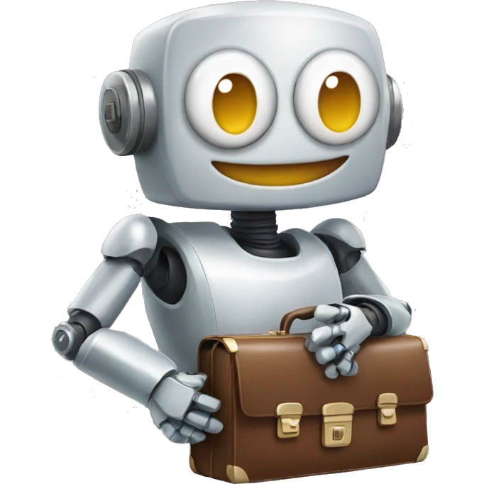 happy robot holds briefcase emoji