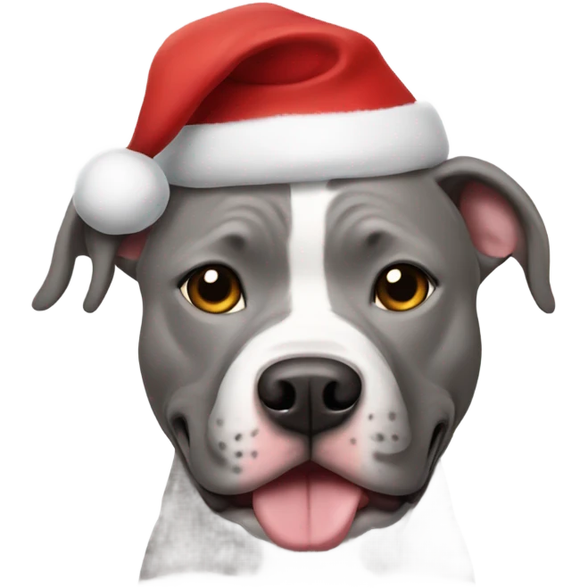 Grey pitbull Santa  emoji