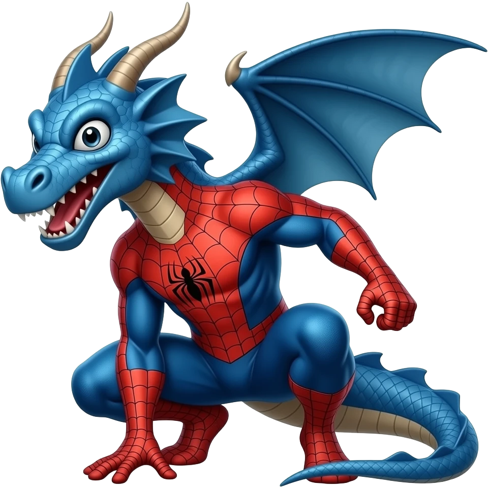 Blue dragon as spiderman emoji