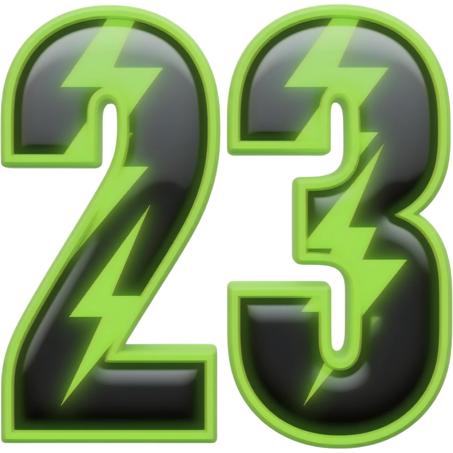 23T in neon green and black for racing numbers and lightening bolts emoji