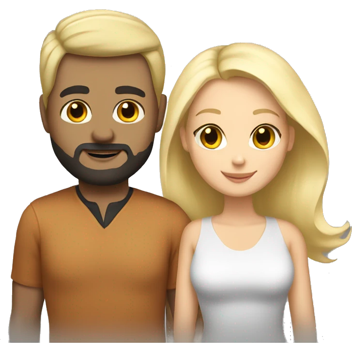 White man black hair, Caucasian woman blonde hair, couple emoji