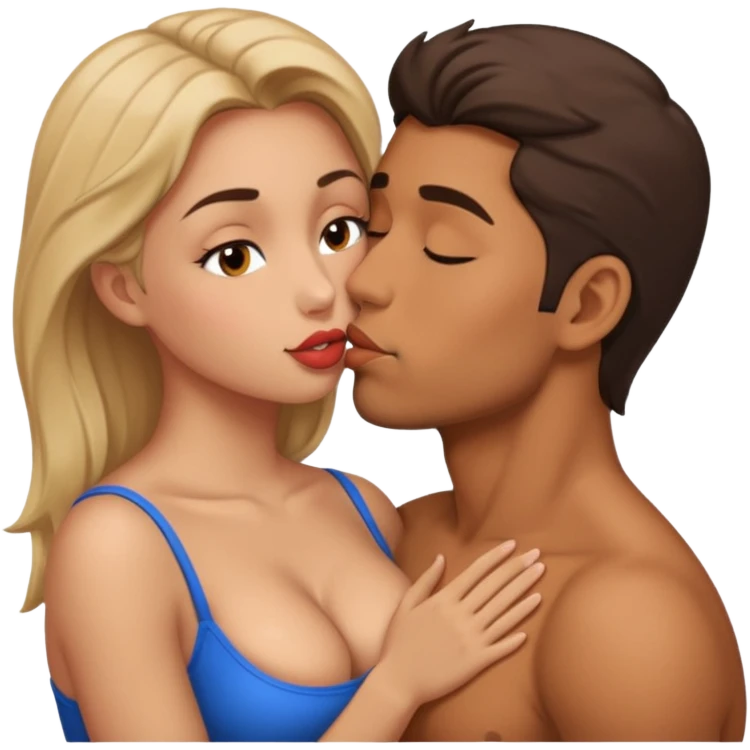 Homem com a boca nos peitos de uma mulher  emoji