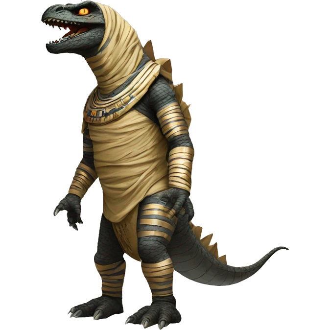 Godzilla dressed like an Egyptian mummy emoji