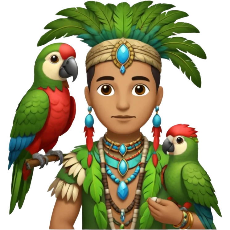 shaman hold a pet parrot emoji