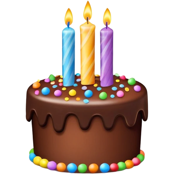 Birthday cake with presents and confetti emoji