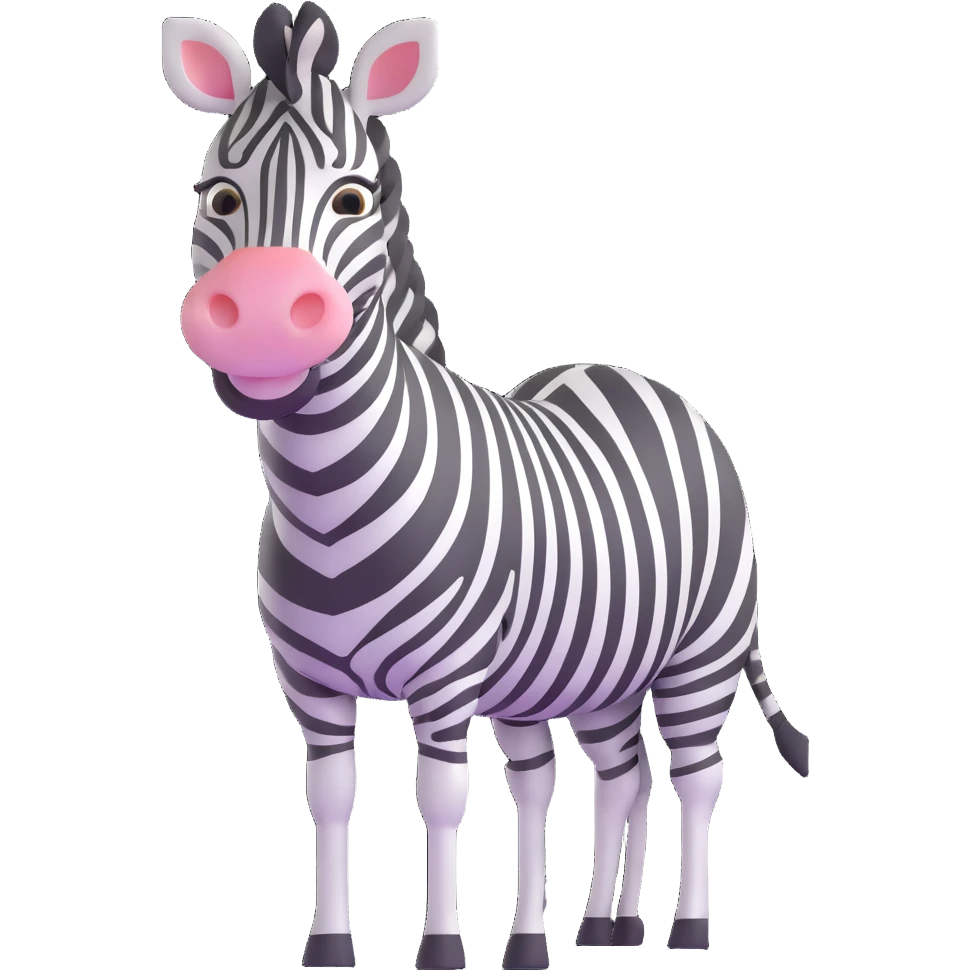 A full-body zebra standing and facing forward with a happy expression emoji