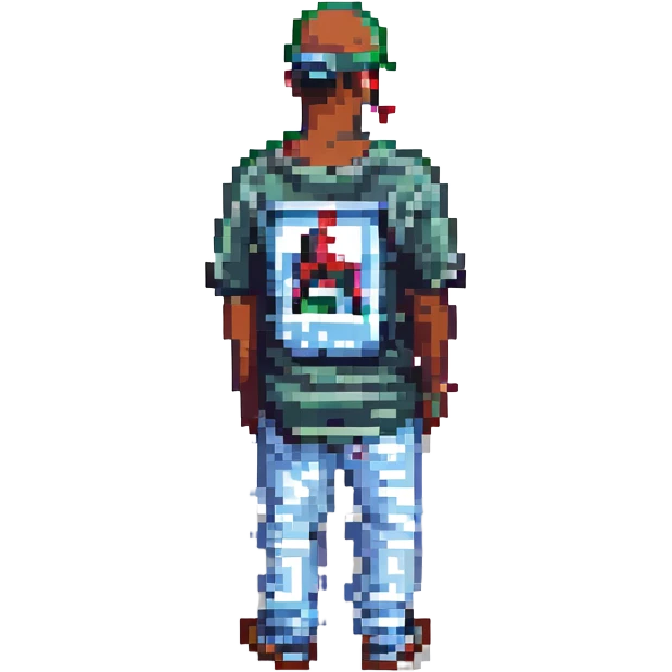 2Pac in the style of pixel art, back view emoji