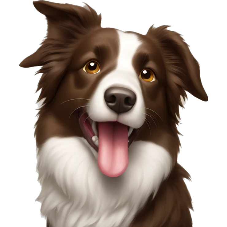 Brown border collie with his tongue our emoji