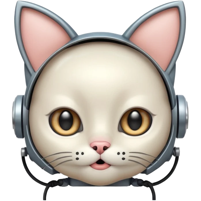 robot looking surprised with cat ears and looks funny emoji