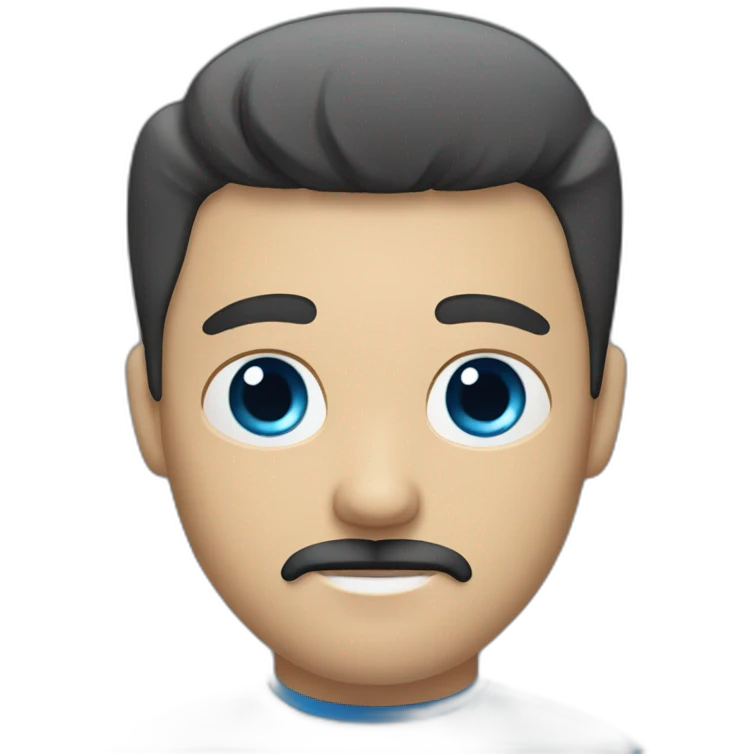 white man with blue eye black hair with mustache and goatee emoji