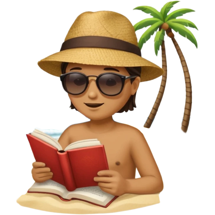 Reading a book at the beach. emoji
