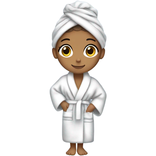 ariana grande in bath robe with hair towel emoji