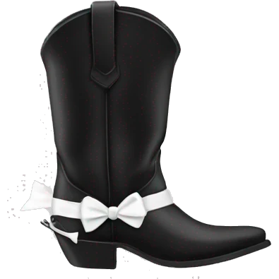 black cowboy boots with white bows emoji