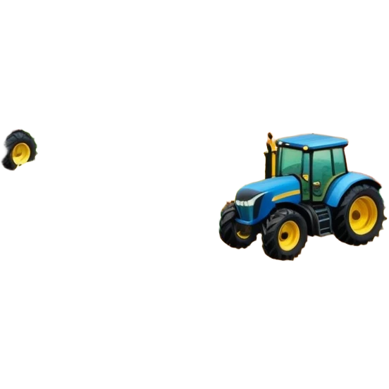 colorful rural landscape, inspired by farming simulators like Farming Simulator 22. The design shows fields, tractors, and barns, with vibrant crops and animals in the background. The peaceful farming scene symbolizes the immersive experience of managing a farm, with a transparent background emoji