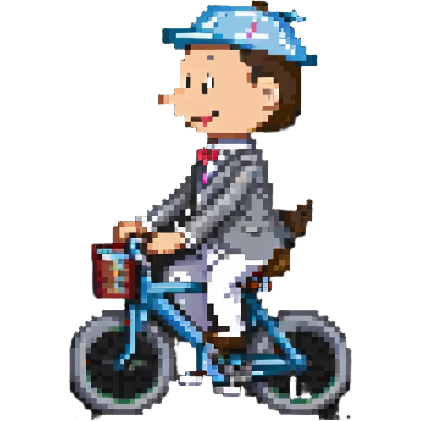Pee-wee Herman riding a red bicycle emoji