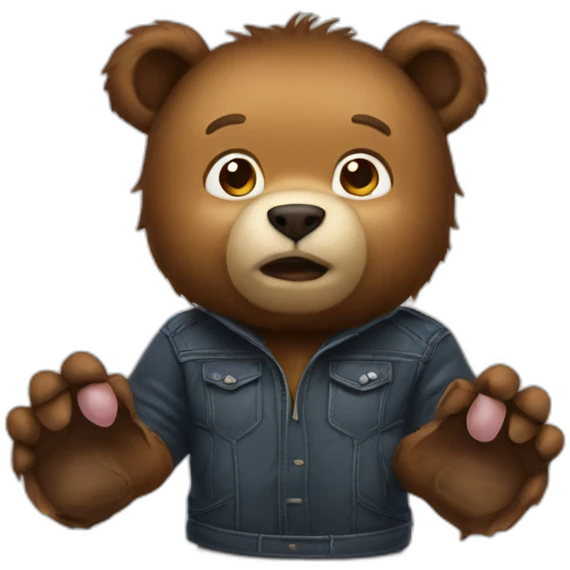 cute bear beating elon musk emoji