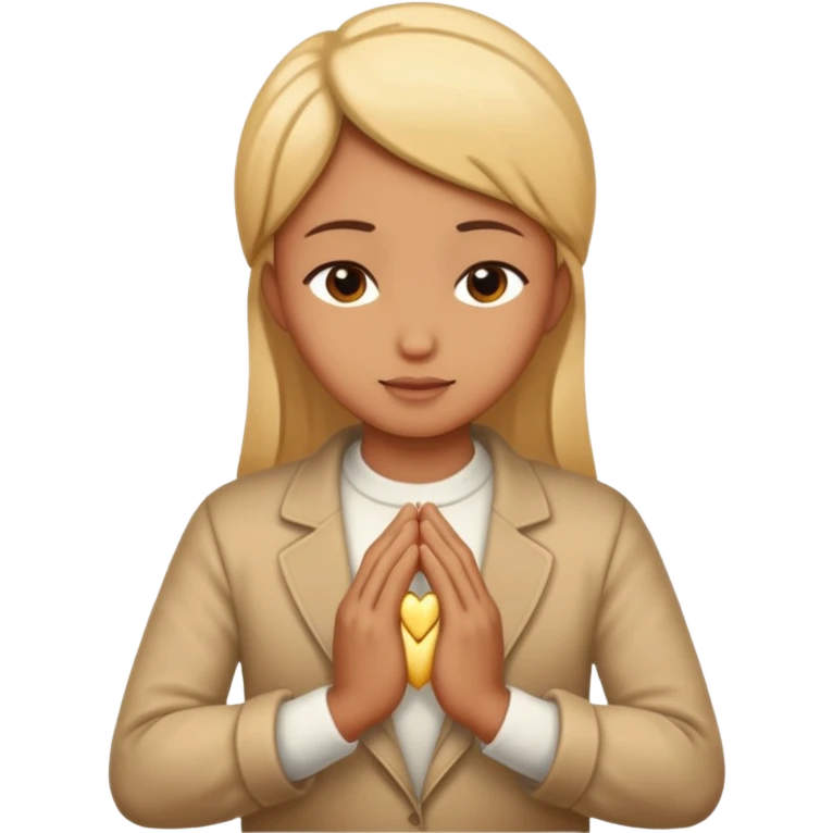 hands folded in prayer with a heart of gold emoji