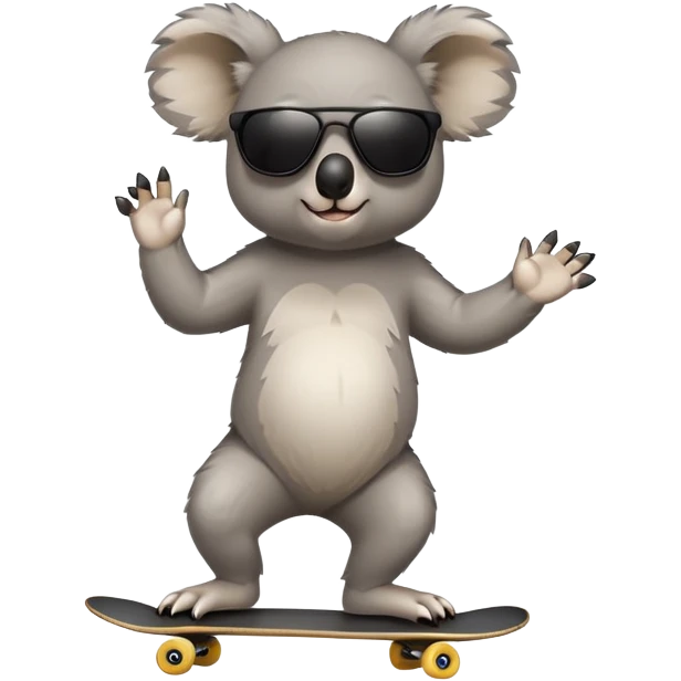anthropomorphised koala in skater-style clothing wearing dark sunglasses walking upright emoji
