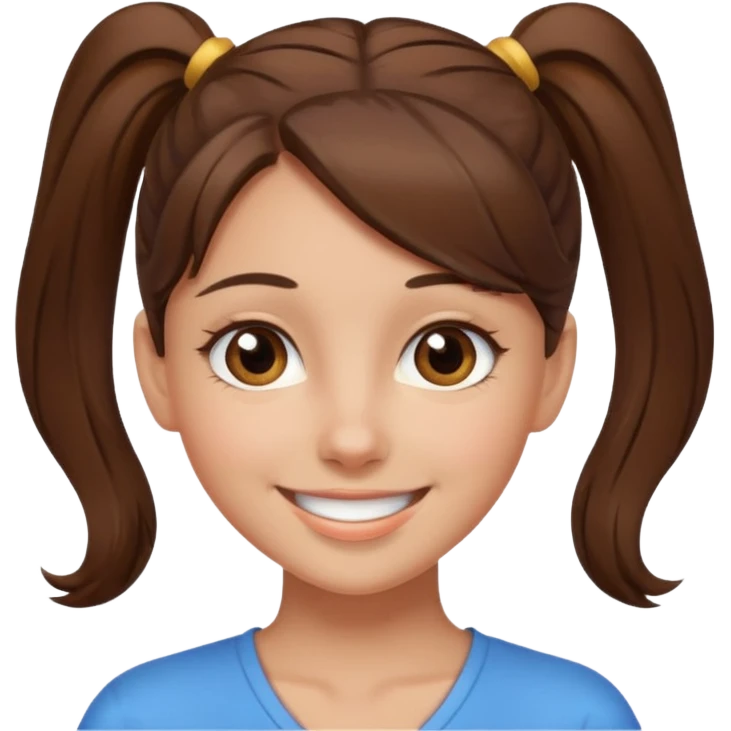 a brown haired girl  in a high ponytail but make her really pretty with brown eyes emoji