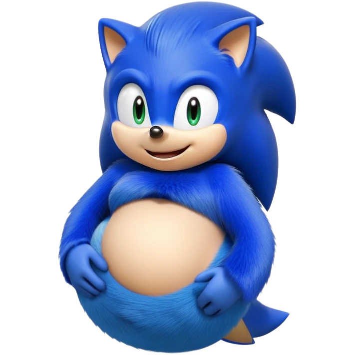 Sonic the hedgehog character with pregnant belly emoji
