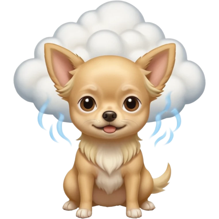 Blonde long hair chihuahua with fart cloud emoji