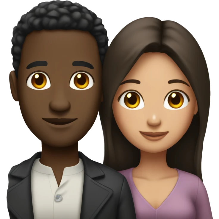 Black man and brunette woman in love emoji