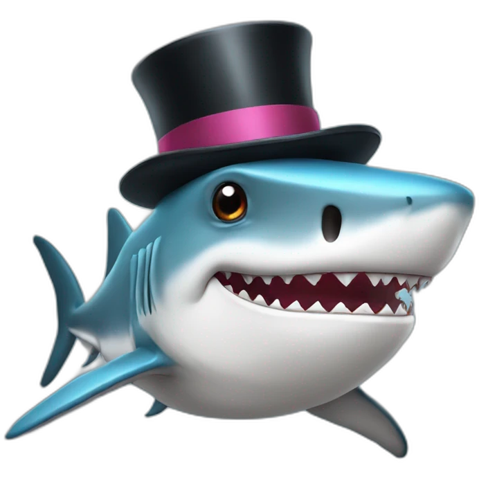 Shark with a top hat emoji