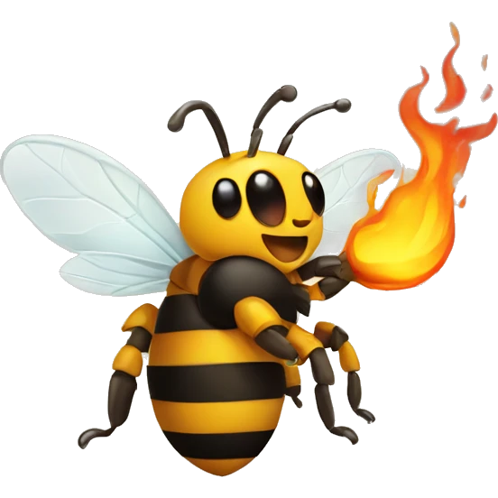 A bee with fire emoji
