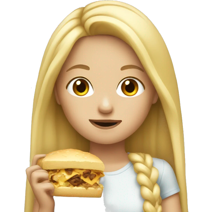 Long Blonde haired girl eating  emoji