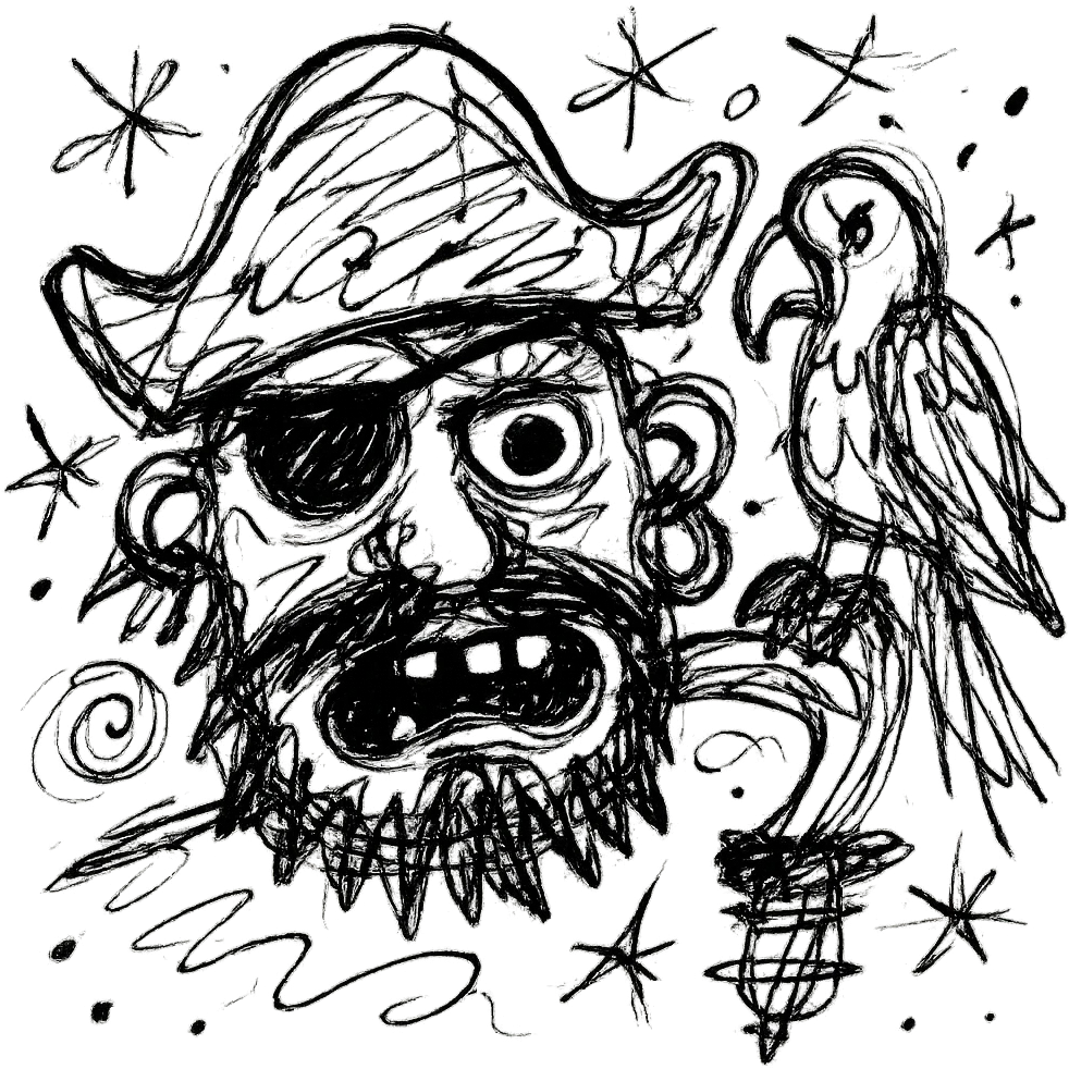 pirate with eye patch and parrot emoji