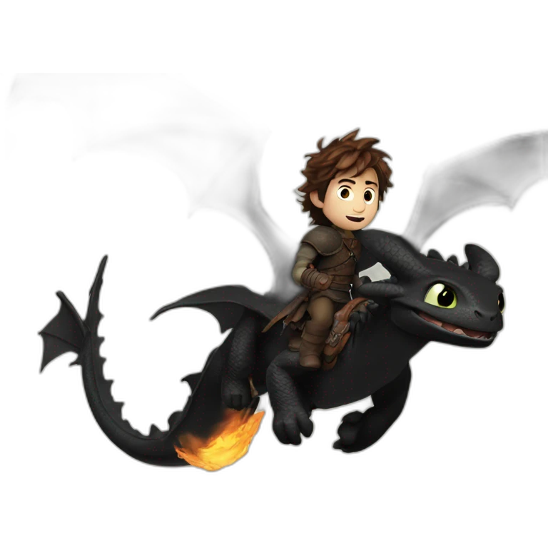 Hiccup flying on a dragon toothless emoji
