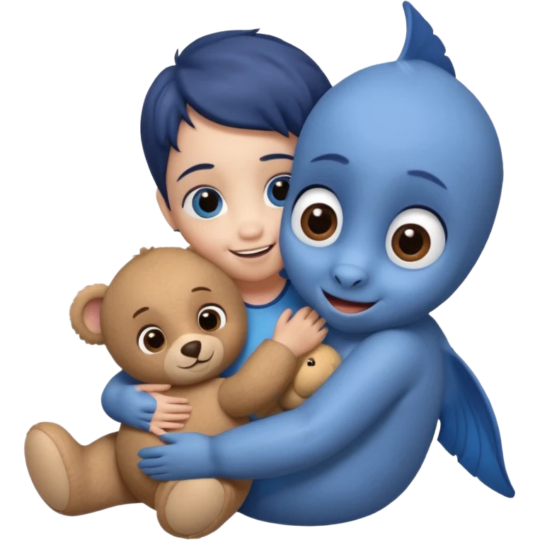 baby dory hugging a teddy bear emoji