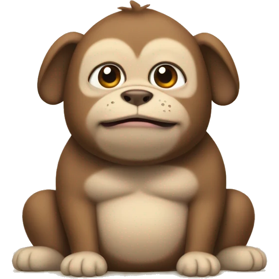 chubby monkey dog with a belly emoji
