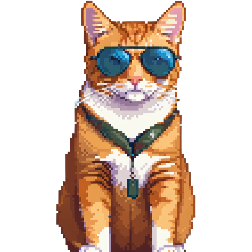orange tabby cat wearing aviator sunglasses emoji