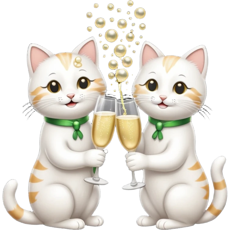 2 happy cats drinking champagne emoji